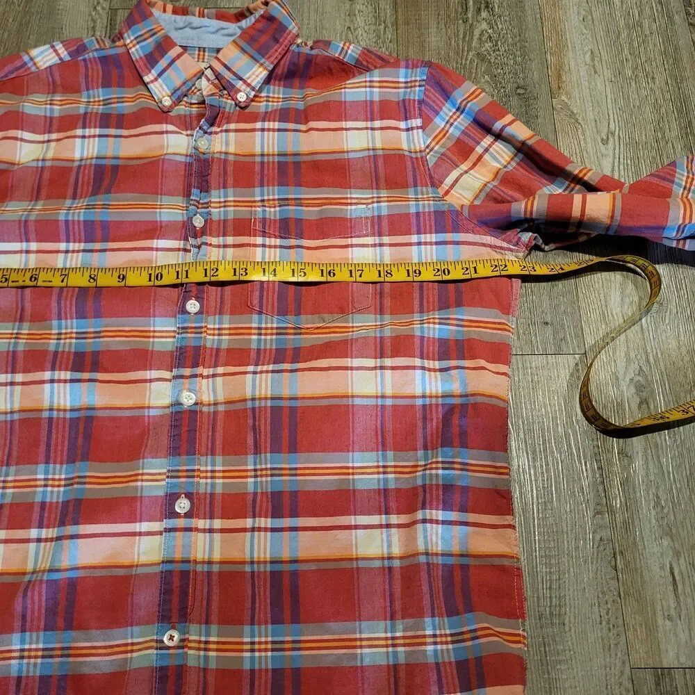 American Eagle Classic Fit Poplin Plaid Long Sleeve Button Up Shirt Men's Large
